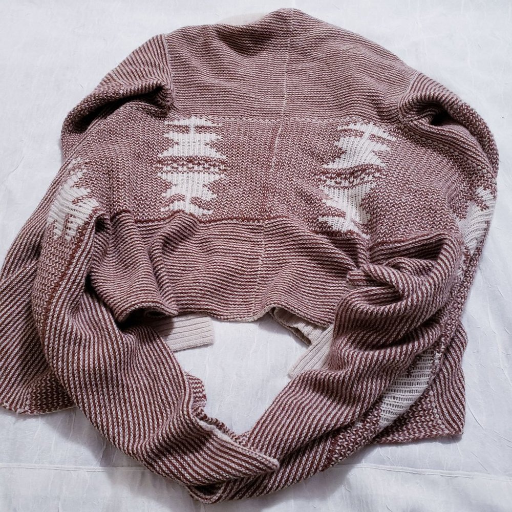 BB Dakota Wool Blend Brown White Knit Cardigan Southwest Aztec - Picture 8 of 8